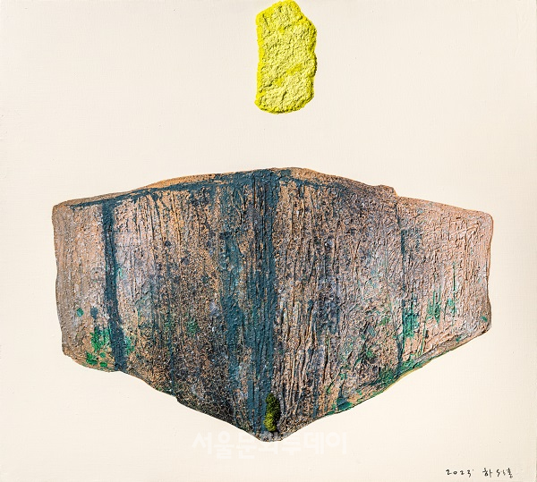 ▲하석홍, Theoria, 2023, Canvas pannel, Acrylic, mixed media, 72×80cm (사진=리서울갤러리 제공)