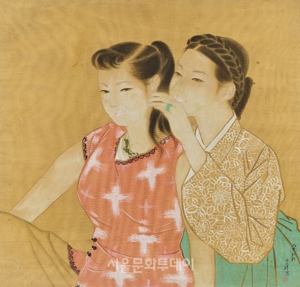 ▲장운상, 〈미인도〉, 1956, 비단에 채색, 79.5×82.5cm