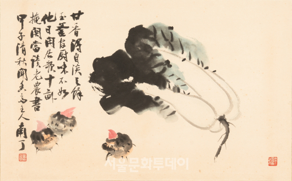 ▲백채도, 1984, 종이에 수묵담채, 41.6x67.1cm